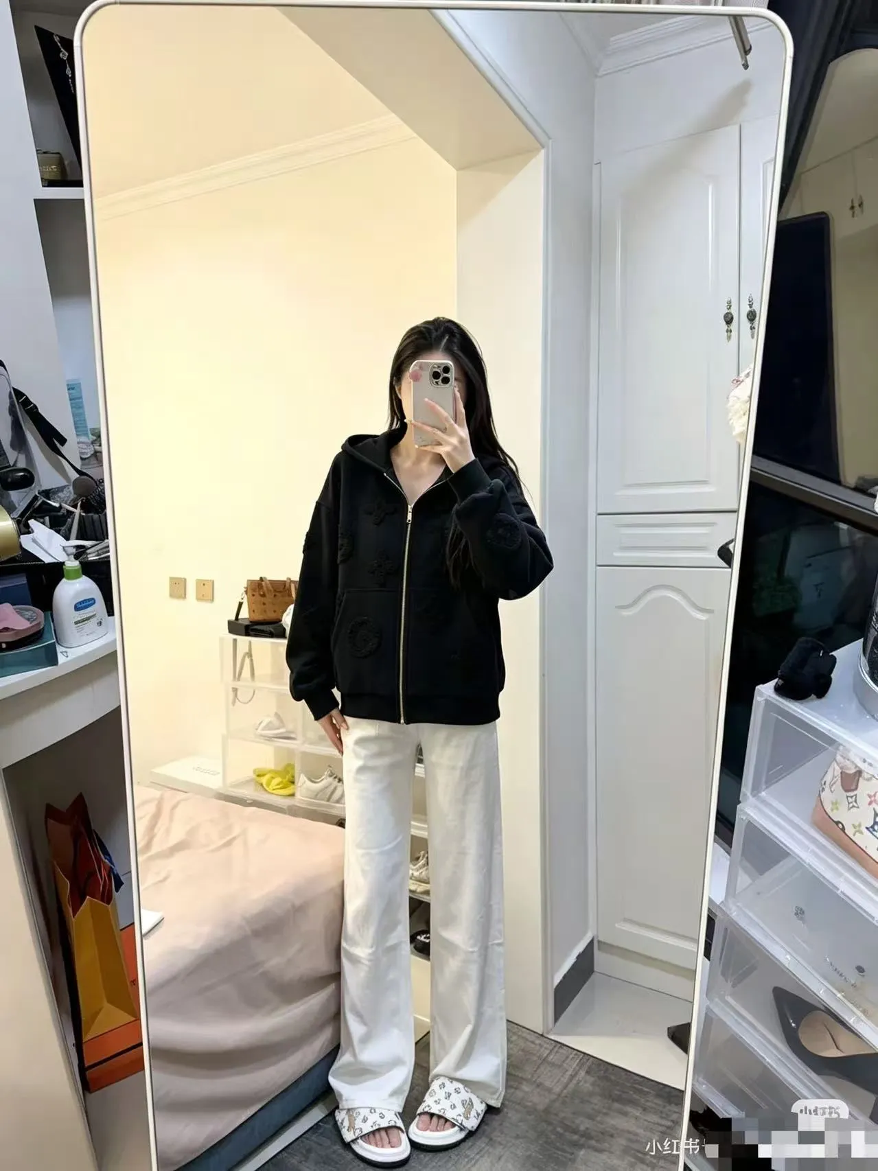 Louis Vuitton/Louis Vuitton towel logo zipper hooded sweatshirt jacket